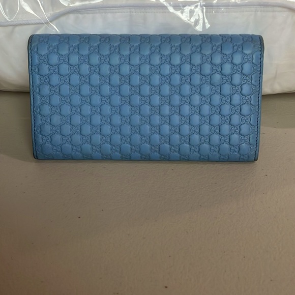 GUCCI MICROGUCCISSIMA CONTINENTAL WALLET MINERAL BLUE GOLD HARDWARE 13 CC SLOTS - Picture 7 of 11